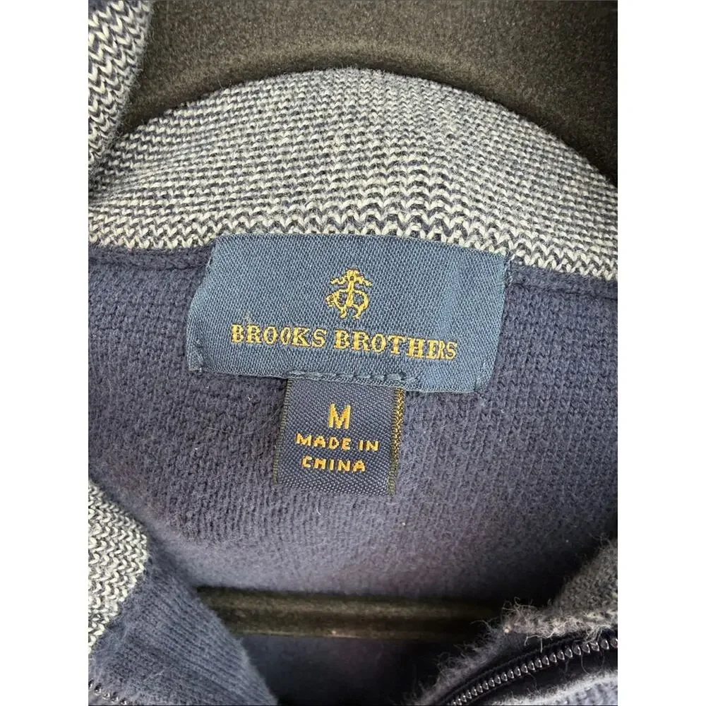 Brooks Brothers 100% combed cotton waffle knit 1/4 zip pullover sweater sz M